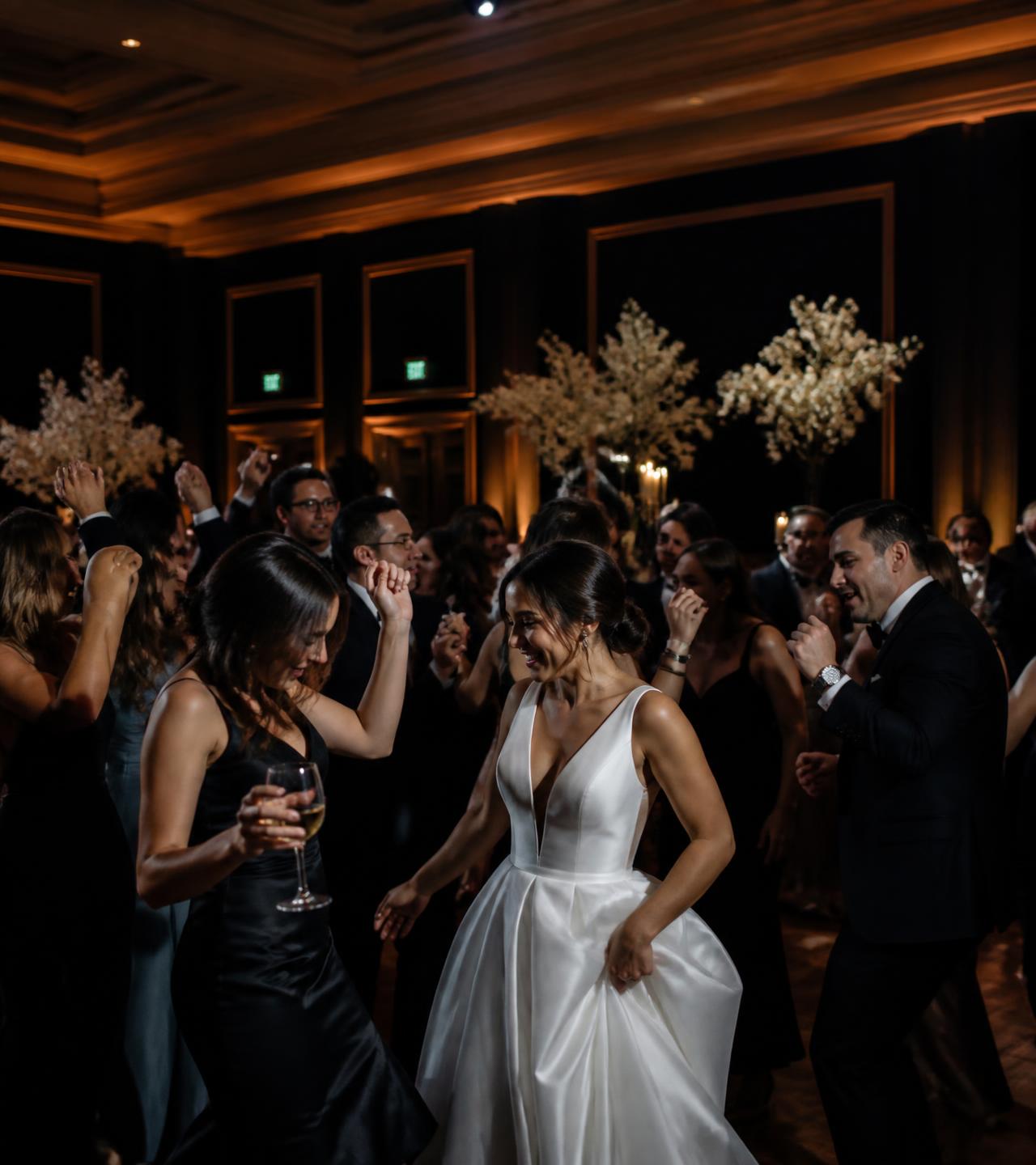 Packed wedding dance floor at a Charlotte reception