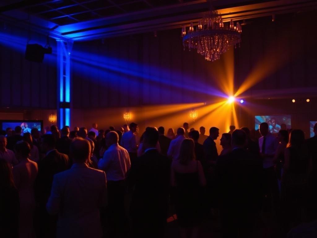 Corporate event with stage lighting